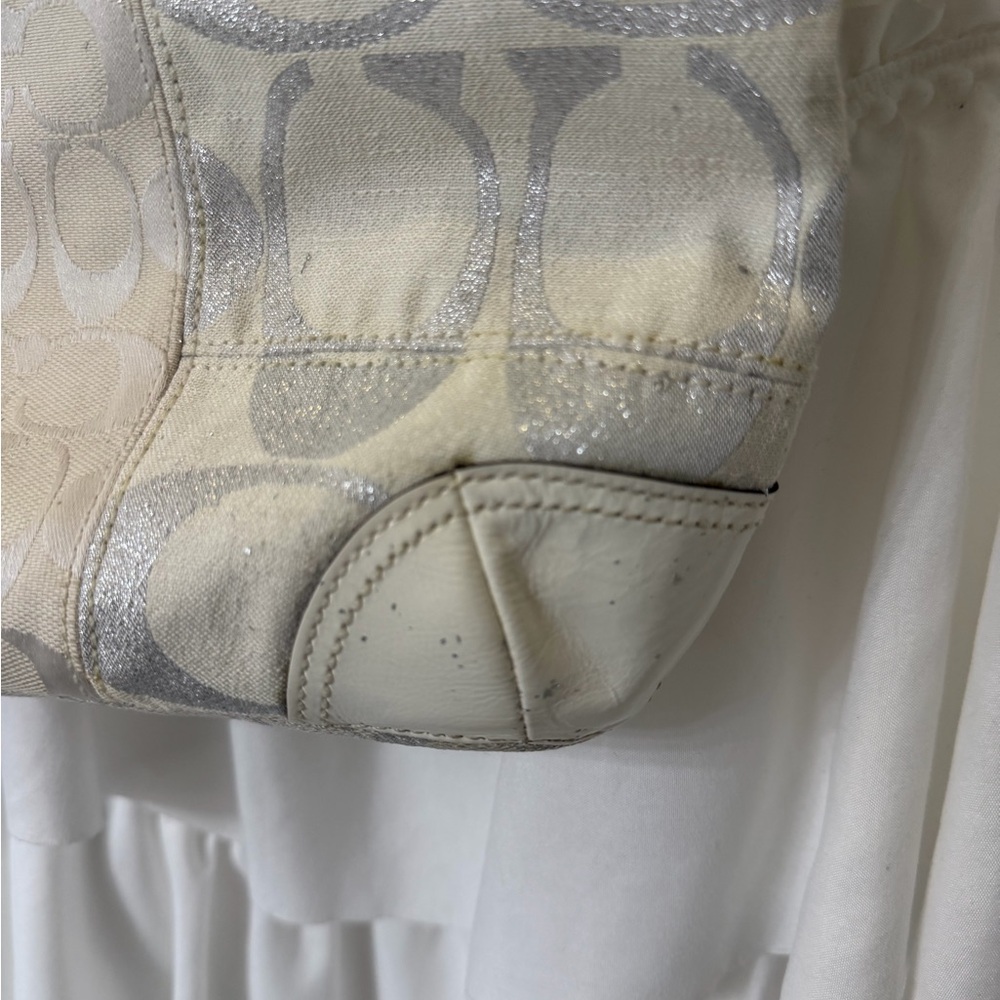 Coach White and Silver Patchwork Shoulder Bag - image 8